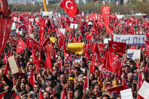 People attended the "Freedom Rally for Our Presidential Candidate Ekrem İmamoğlu" organized by Turkey's main opposition party, the Republican People's Party, in Istanbul, Turkey, on March 29, 2025.