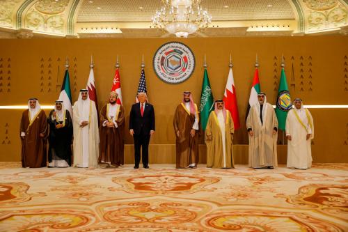 Emir of Qatar Sheikh Tamim bin Hamad Al Thani, U.S. President Donald Trump, Saudi Crown Prince Mohammed Bin Salman and Bahrain's King Hamad bin Isa Al Khalifa attend a group photo session with Gulf Cooperation Council (GCC) leaders in Riyadh, Saudi Arabia, May 14, 2025.